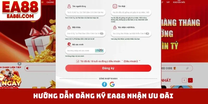 Hướng dẫn đăng ký EA88 nhận ưu đãi